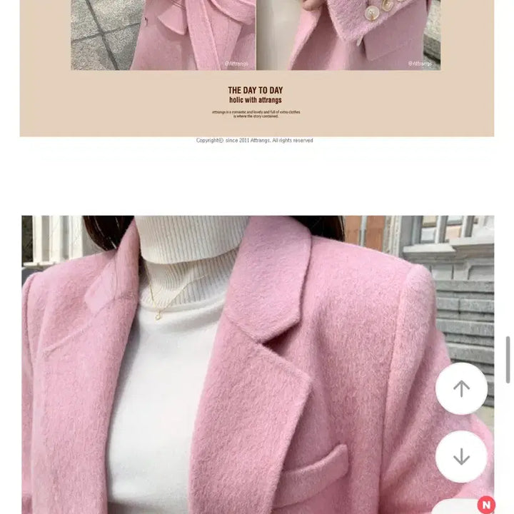 [BUNJANG] Angora Wool Double Handmade Pink Long Coat / 울앙고라 더블 핸드메이드 핑크 롱코트