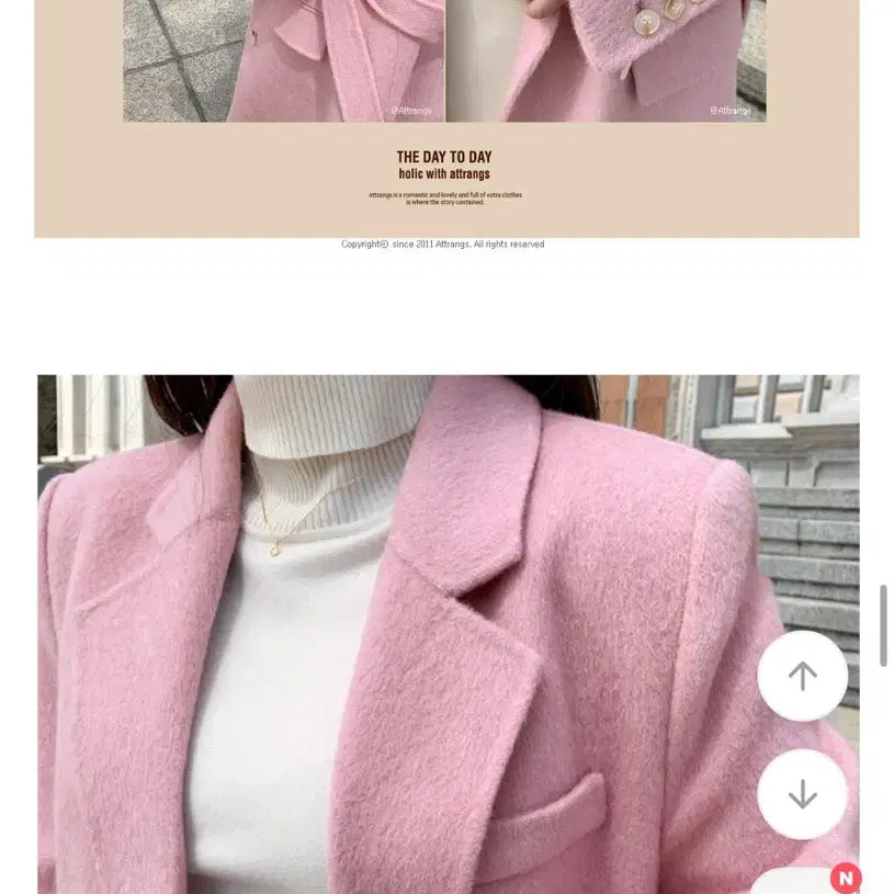 [BUNJANG] Angora Wool Double Handmade Pink Long Coat / 울앙고라 더블 핸드메이드 핑크 롱코트