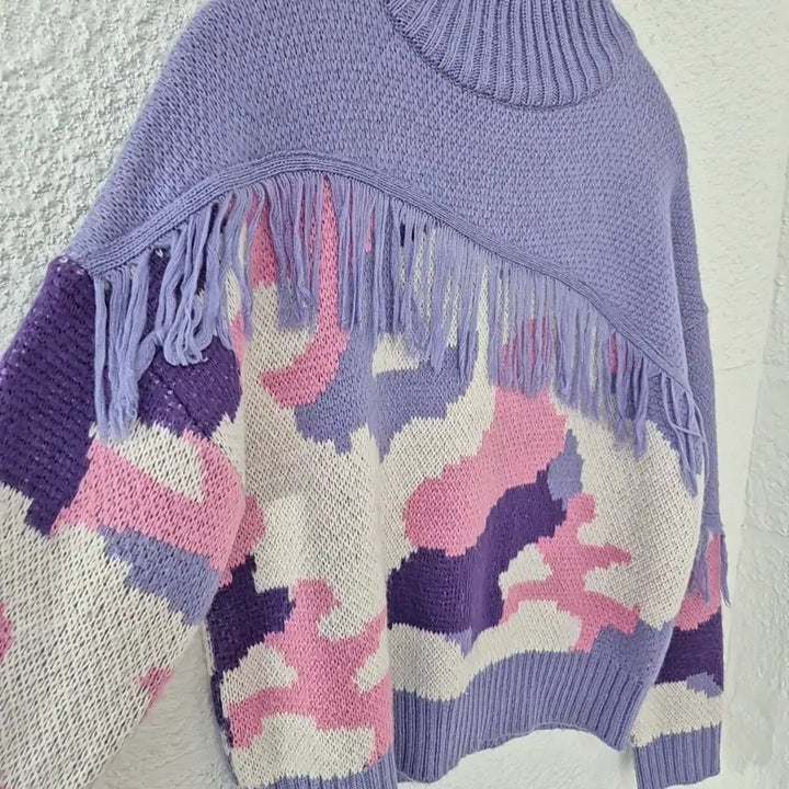 [BUNJANG] Eyeye Purple Camo Fringe Knit Sweater / eyeye 아이아이 퍼플 카모 플린지 니트 스웨터