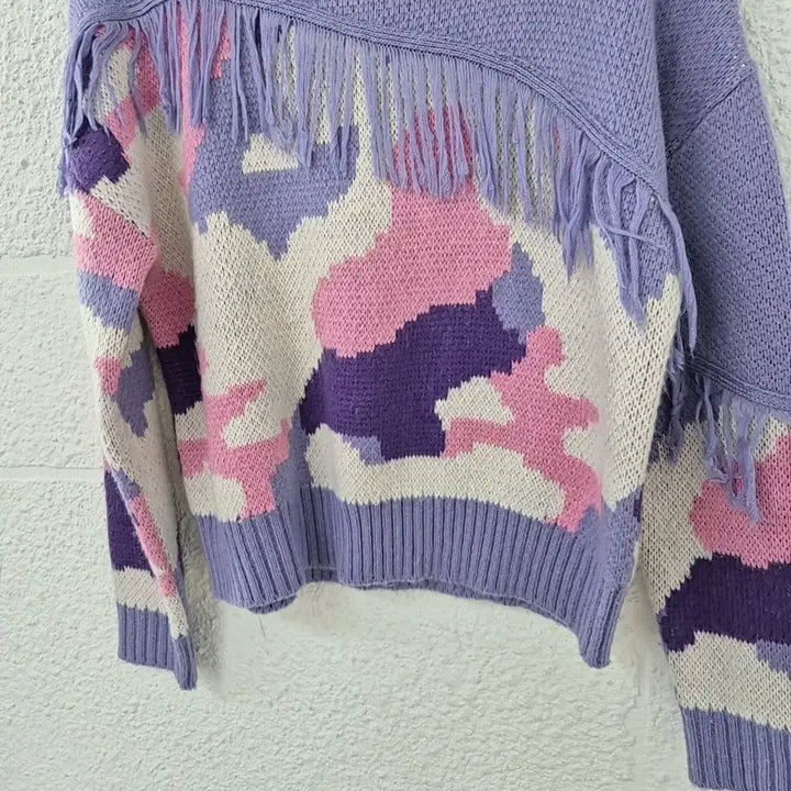[BUNJANG] Eyeye Purple Camo Fringe Knit Sweater / eyeye 아이아이 퍼플 카모 플린지 니트 스웨터
