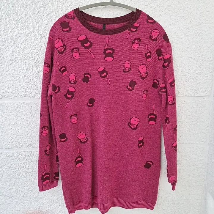 [BUNJANG] Benetton Long Knit Sweater / 베네통 롱 니트 핑크