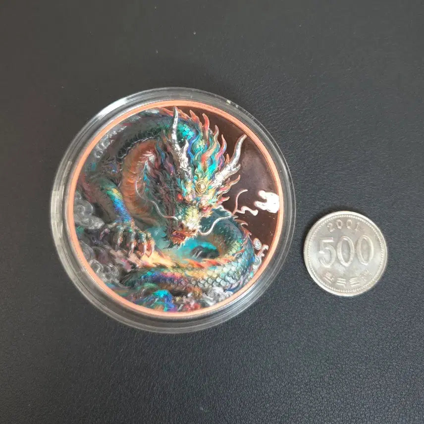 [BUNJANG] Limited Edition Dragon Copper Proof Round High Relief Colorized Copper Coin / 한정판 드래곤 구리 프루프 라운드 하이릴리프 색채구리 희귀동전수집용