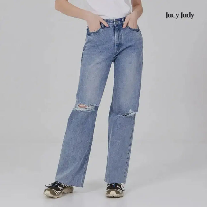 [BUNJANG] Jucie Judy Damage Straight Denim Pants Indigo / [26]쥬시쥬디 데미지 스트레이트 데님팬츠/인디고