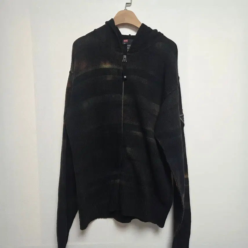 [BUNJANG] Diesel Wool Blend Gradient Knit Hoodie (L) / 디젤 그라데이션 울혼방 니트 후드지업 블랙(L)