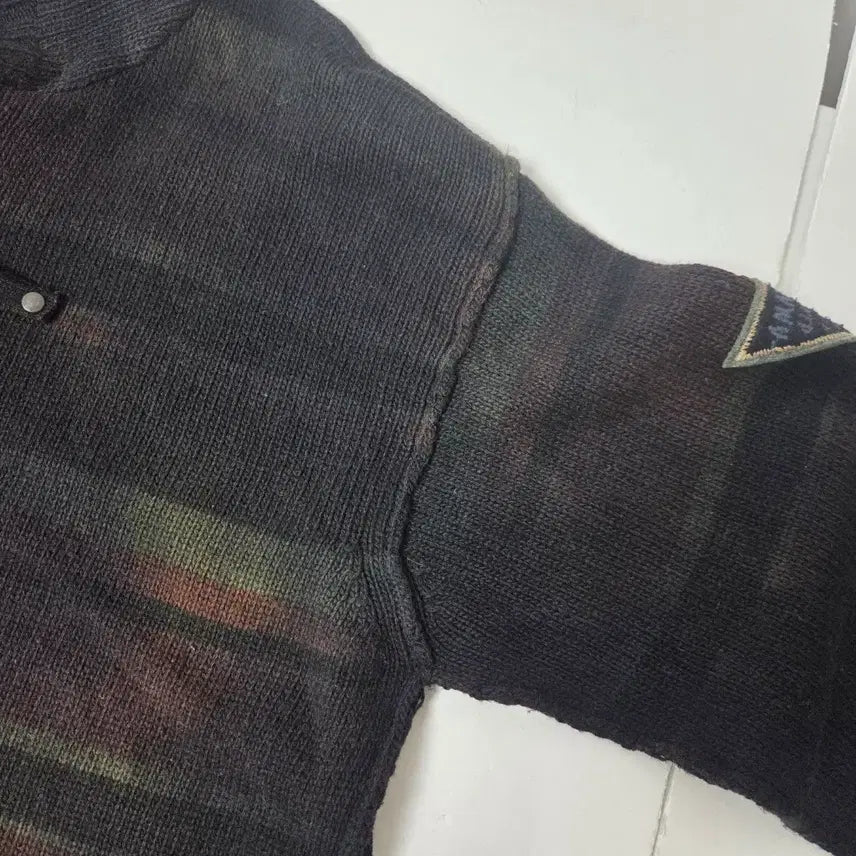 [BUNJANG] Diesel Wool Blend Gradient Knit Hoodie (L) / 디젤 그라데이션 울혼방 니트 후드지업 블랙(L)