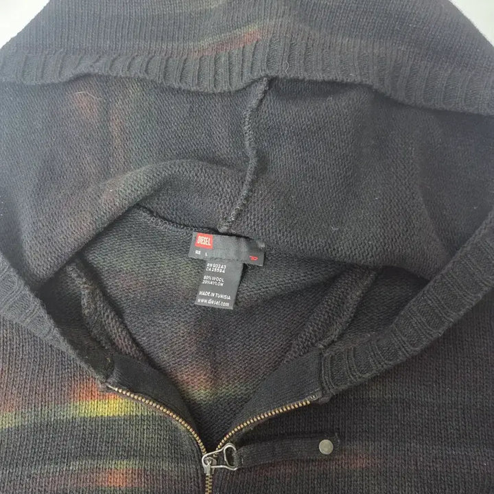 [BUNJANG] Diesel Wool Blend Gradient Knit Hoodie (L) / 디젤 그라데이션 울혼방 니트 후드지업 블랙(L)