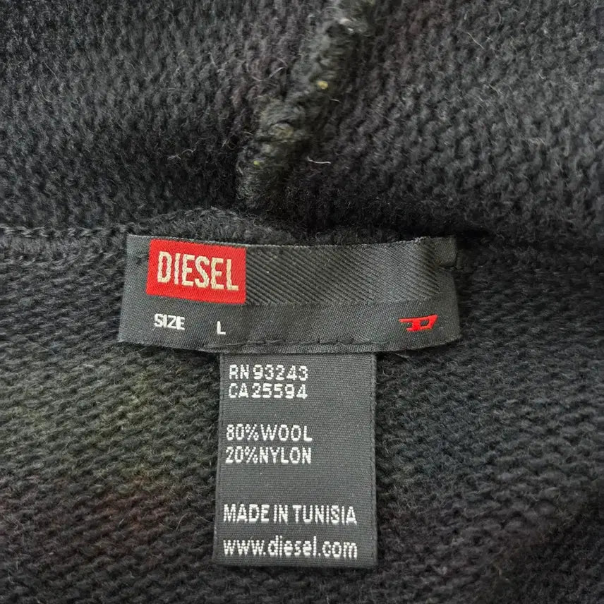 [BUNJANG] Diesel Wool Blend Gradient Knit Hoodie (L) / 디젤 그라데이션 울혼방 니트 후드지업 블랙(L)