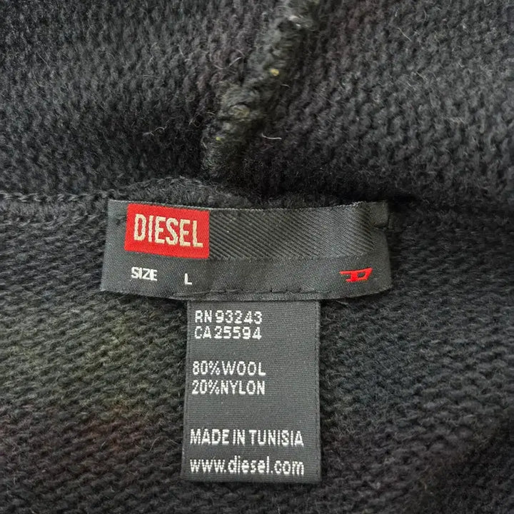 [BUNJANG] Diesel Wool Blend Gradient Knit Hoodie (L) / 디젤 그라데이션 울혼방 니트 후드지업 블랙(L)