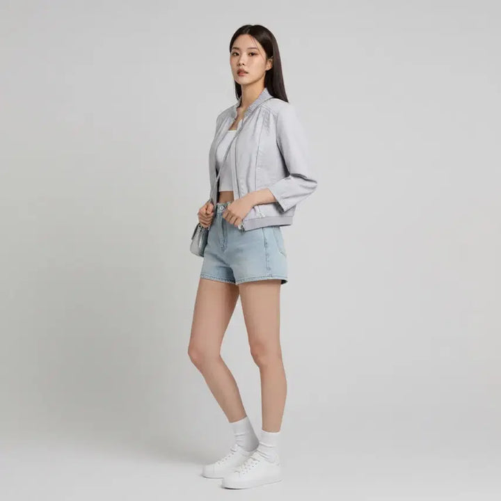 [BUNJANG] System Sequin Detail Blouson Jacket (Size 55) / [새상품] 한섬 시스템(SYSTEM) 시퀸 디테일 블루종 자켓 (55)