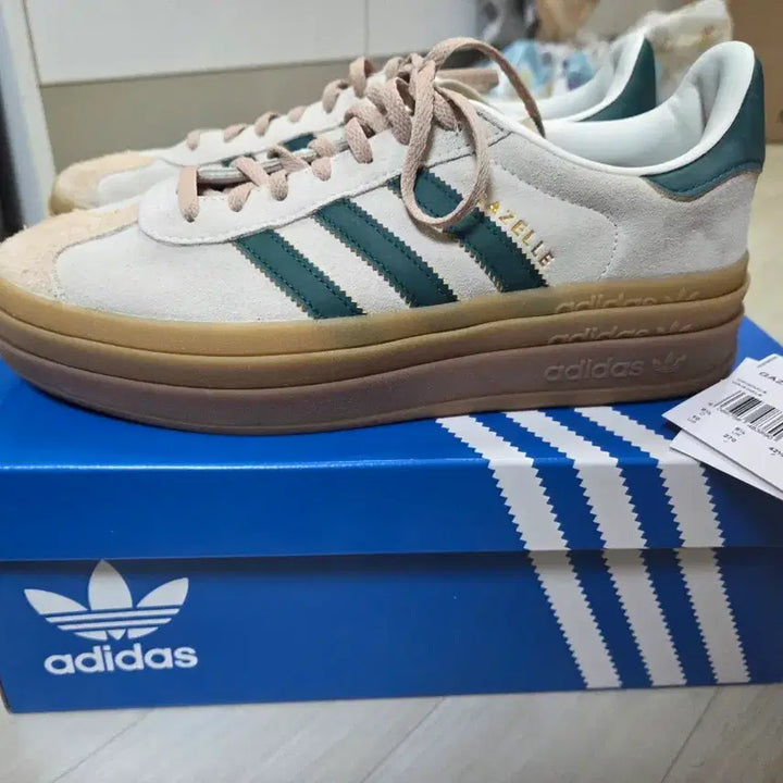 [BUNJANG] Adidas Gazelle Bold Cream White Green Sneakers / 270 아디다스 가젤 볼드 크림 화이트 그린