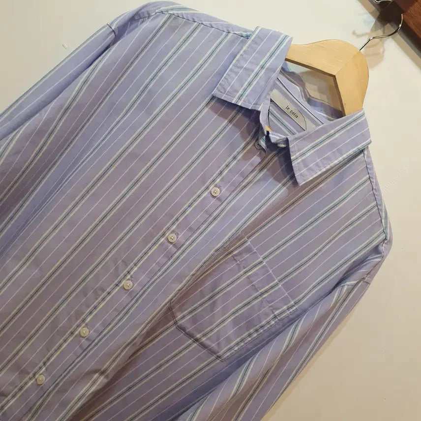 [BUNJANG] Purple Striped Shirt / 연보라 스트라이프 셔츠