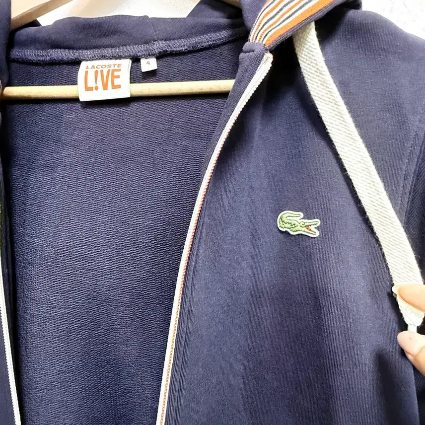 [BUNJANG] LACOSTE L!VE Hooded Zip-Up 100 Navy / LACOSTE L!VE 라코스테 라이브 후드집업 100사이즈 / 네이비