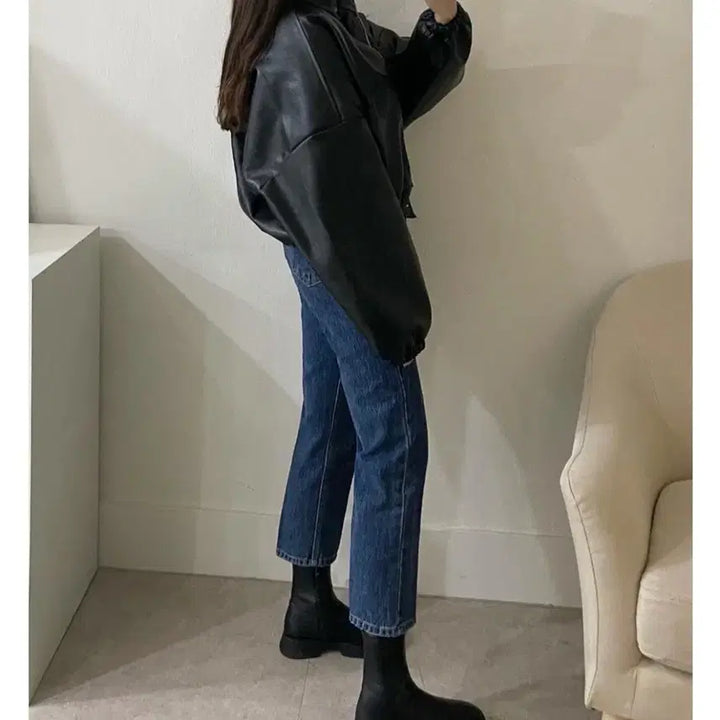 [BUNJANG] Daymoon Leather Jacket / 데이문 가죽자켓