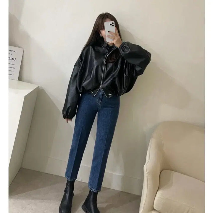 [BUNJANG] Daymoon Leather Jacket / 데이문 가죽자켓
