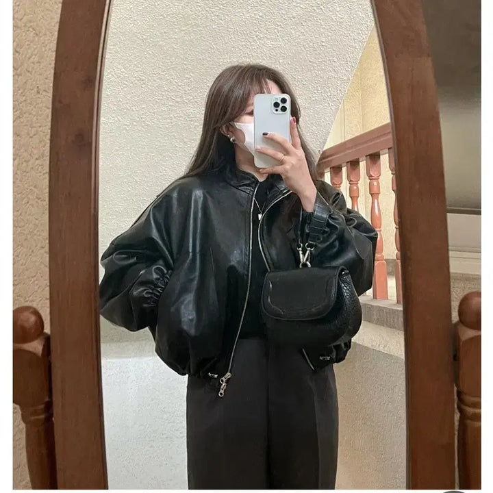 [BUNJANG] Daymoon Leather Jacket / 데이문 가죽자켓