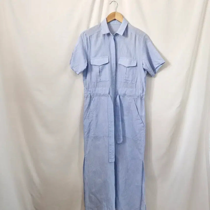 [BUNJANG] Linen Blend Blue Dress / 여름 린넨혼방 블루 원피스