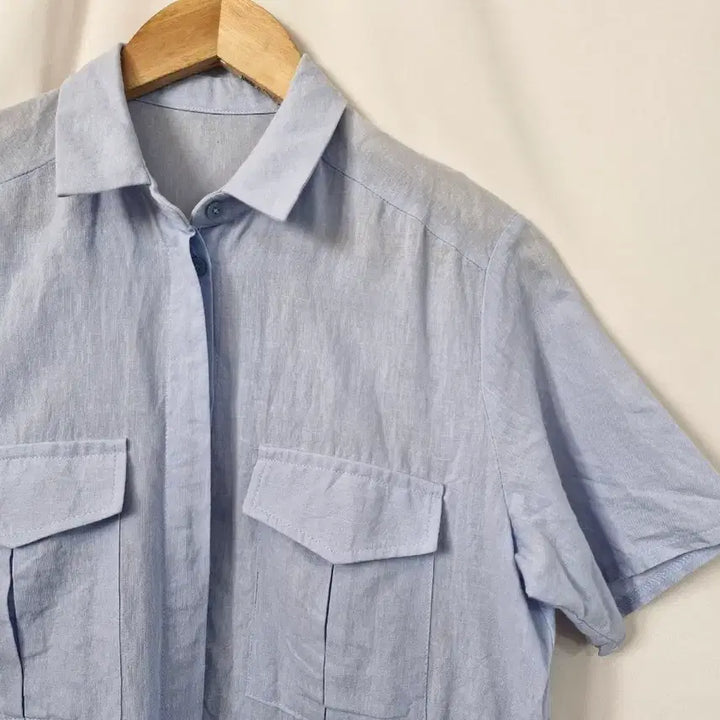[BUNJANG] Linen Blend Blue Dress / 여름 린넨혼방 블루 원피스