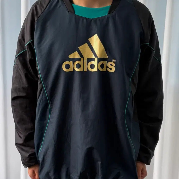 [BUNJANG] Adidas Old School Warm-up Windbreaker / [XL]아디다스 JPN 올드스쿨 검골 기모 웜업 바람막이