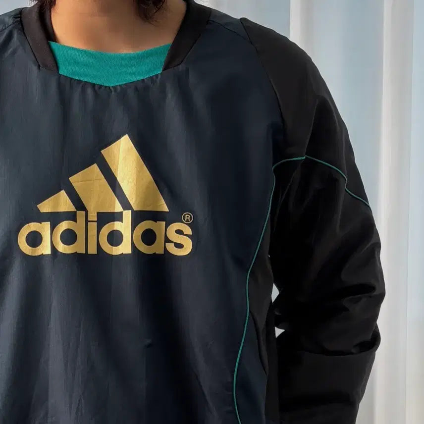 [BUNJANG] Adidas Old School Warm-up Windbreaker / [XL]아디다스 JPN 올드스쿨 검골 기모 웜업 바람막이