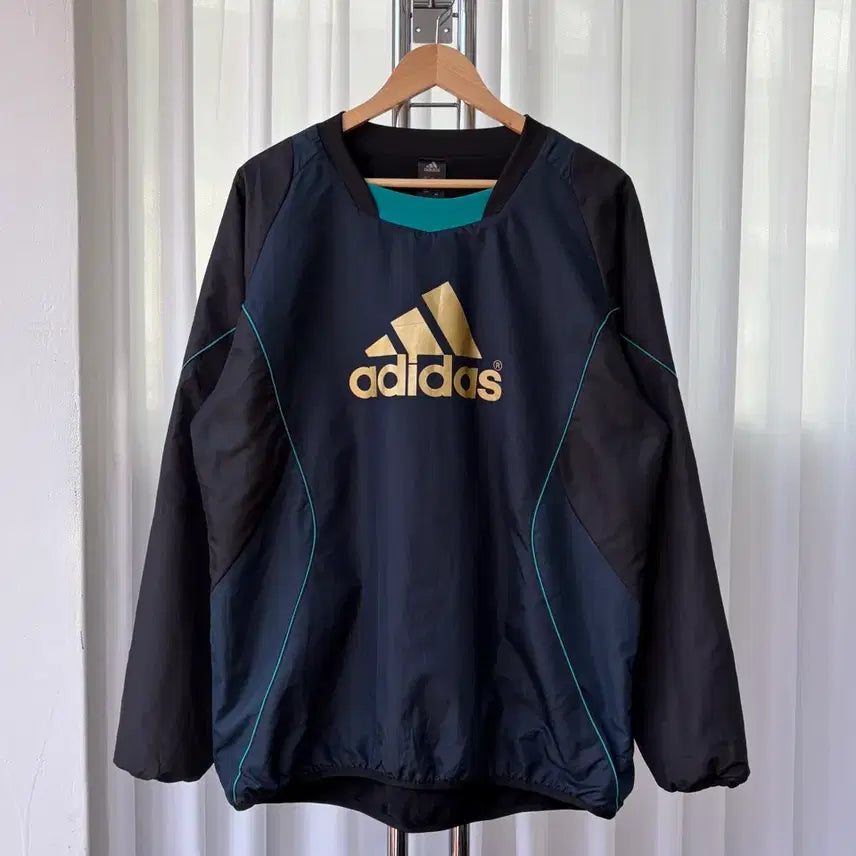 [BUNJANG] Adidas Old School Warm-up Windbreaker / [XL]아디다스 JPN 올드스쿨 검골 기모 웜업 바람막이
