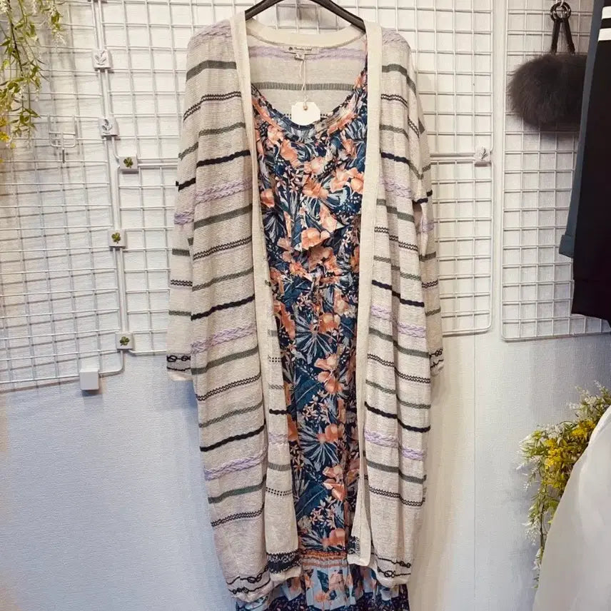 [BUNJANG] Thursday Island Long Cardigan (S) - Multi Jacquard / 새옷 S 멀티 쟈가드 롱가디건 써스데이아일랜드