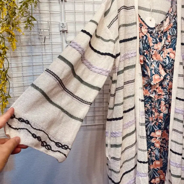 [BUNJANG] Thursday Island Long Cardigan (S) - Multi Jacquard / 새옷 S 멀티 쟈가드 롱가디건 써스데이아일랜드
