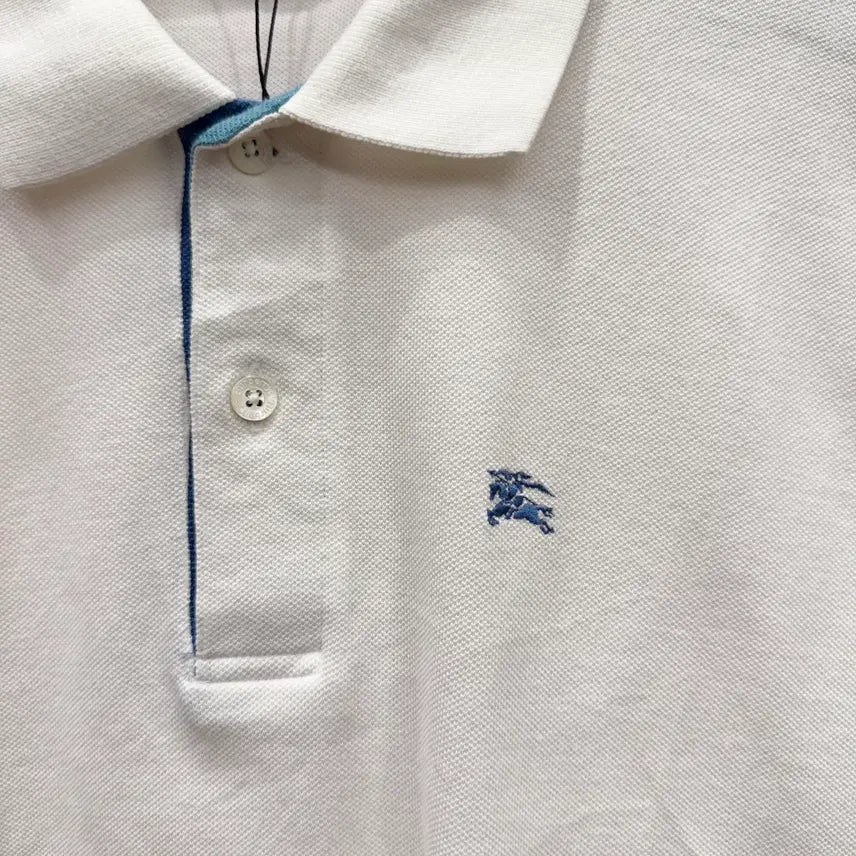 [BUNJANG] Burberry Brit Embroidered Logo Regular Fit Polo Shirt / 버버리 브릿 자수 로고 카라 반팔 피케 티셔츠 레귤러핏 화이트
