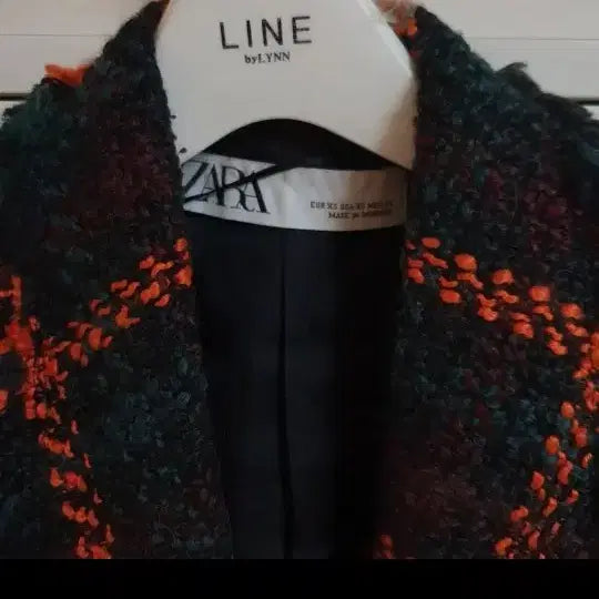 [BUNJANG] ZARA Tweed Jacket - Orange Grid Pattern / 자라 트위드자켓 /55