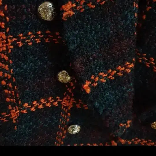 [BUNJANG] ZARA Tweed Jacket - Orange Grid Pattern / 자라 트위드자켓 /55