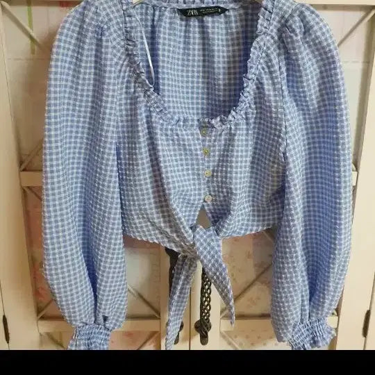 [BUNJANG] ZARA Checkered Blouse - Size 55 / 자라 블라우스/55