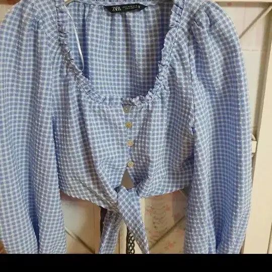 [BUNJANG] ZARA Checkered Blouse - Size 55 / 자라 블라우스/55