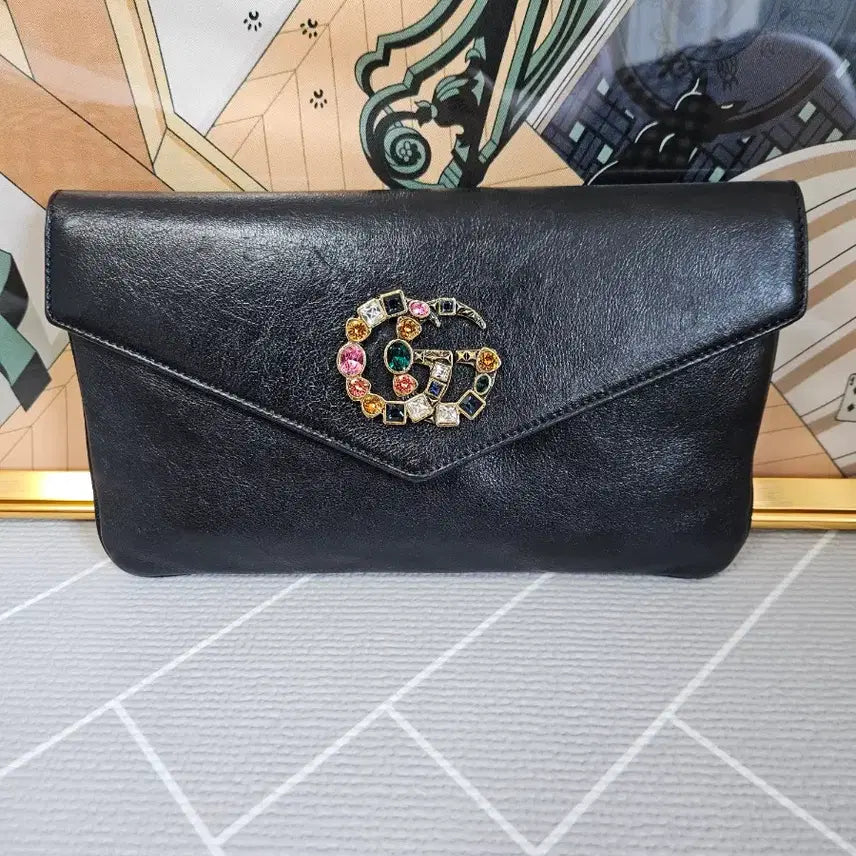 [BUNJANG] Gucci Black Gemstone Clutch Bag / 구찌 블랙 보석 클러치백(정품)