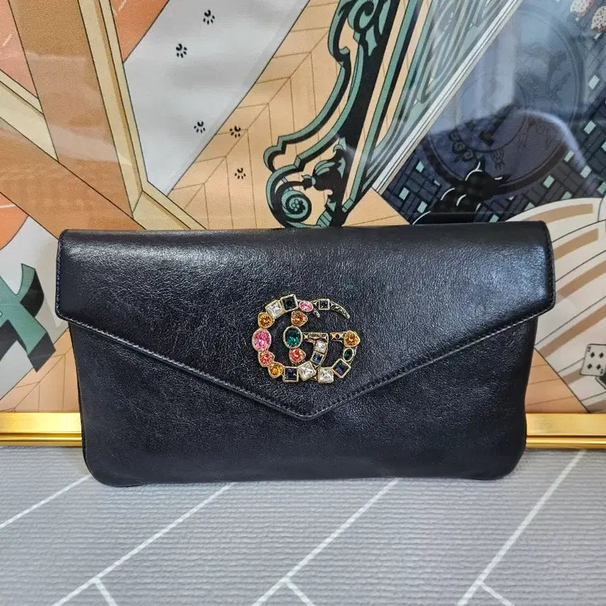 [BUNJANG] Gucci Black Gemstone Clutch Bag / 구찌 블랙 보석 클러치백(정품)
