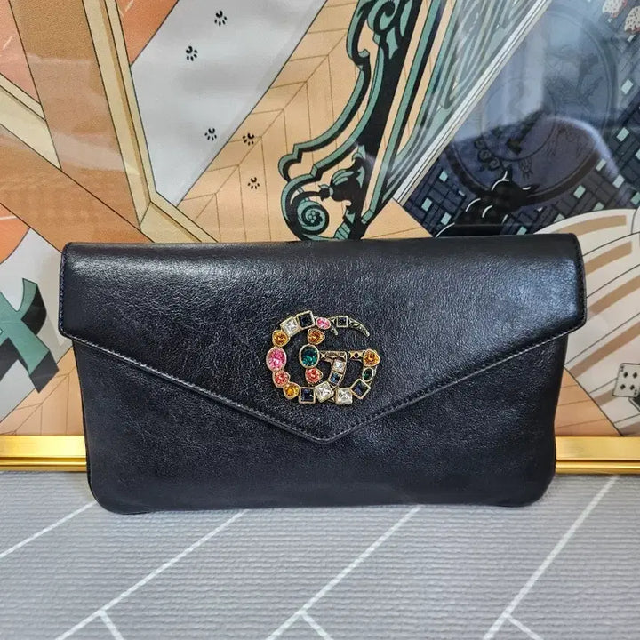 [BUNJANG] Gucci Black Gemstone Clutch Bag / 구찌 블랙 보석 클러치백(정품)