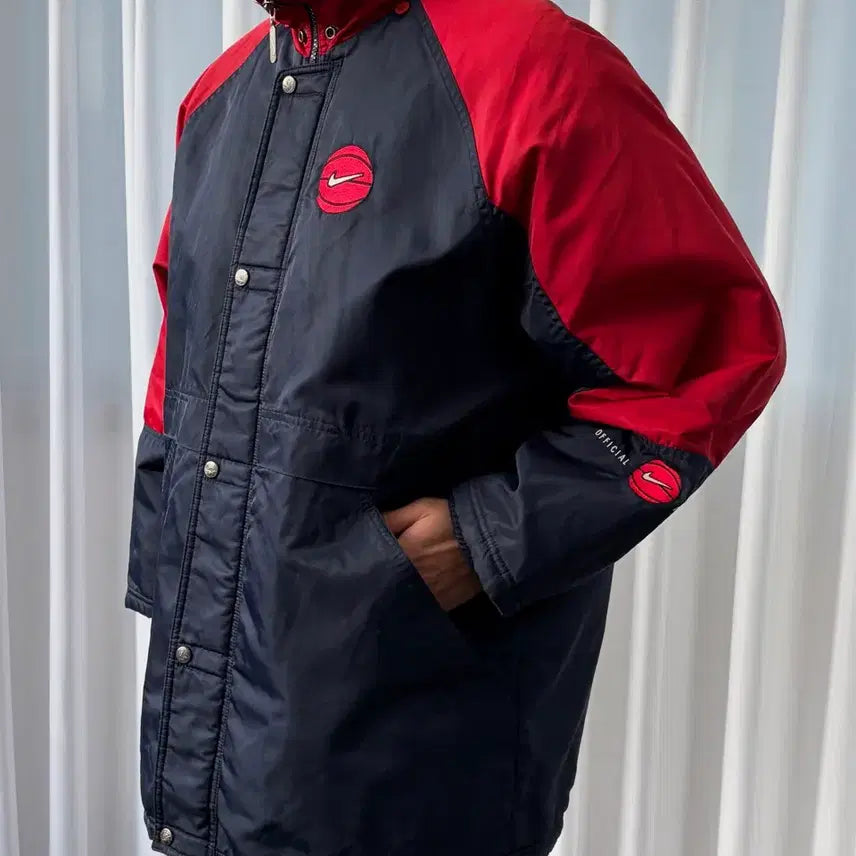 [BUNJANG] Nike 90s Baseball Big Swoosh Fleece Bench Coat / [M]나이키 90s 베이스볼 빅스우시 플리스 돕바 벤치 코트