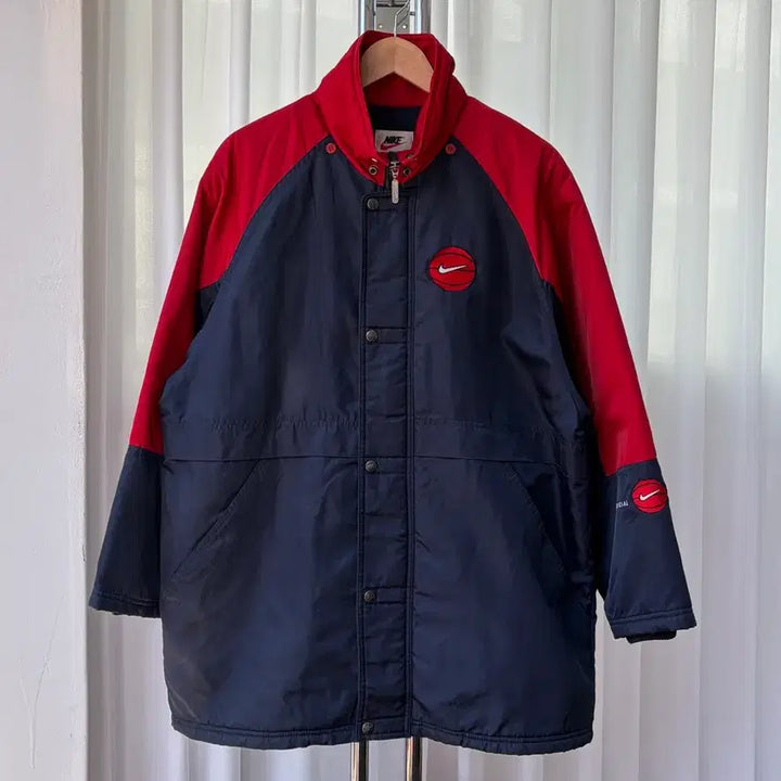 [BUNJANG] Nike 90s Baseball Big Swoosh Fleece Bench Coat / [M]나이키 90s 베이스볼 빅스우시 플리스 돕바 벤치 코트
