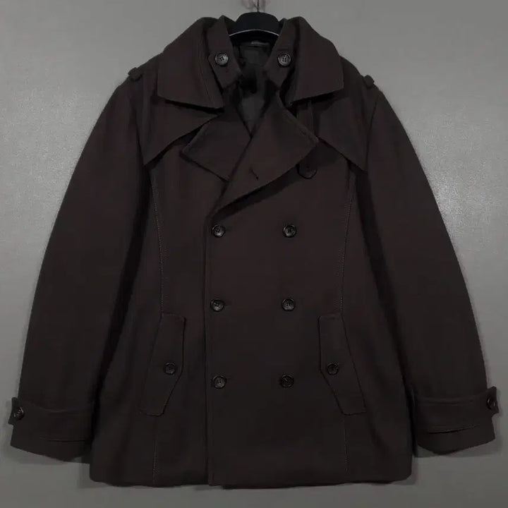 [BUNJANG] Wooyoungmi Classic Double Button Pea Coat / 국내 105) 우영미 클래식 더블 버튼 피코트 울 모 하프 코트 브라운