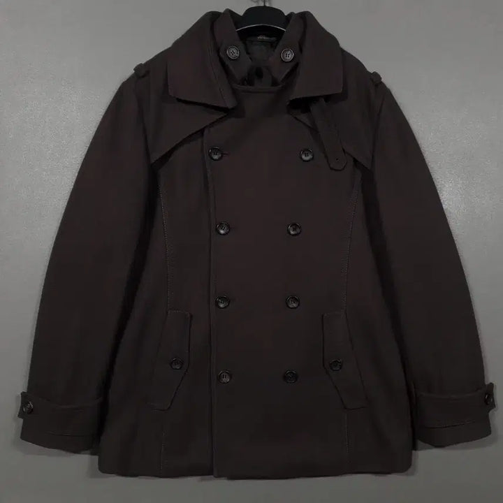 [BUNJANG] Wooyoungmi Classic Double Button Pea Coat / 국내 105) 우영미 클래식 더블 버튼 피코트 울 모 하프 코트 브라운