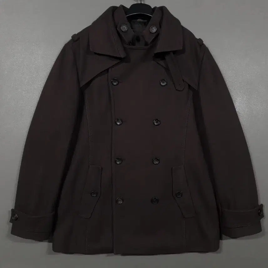 [BUNJANG] Wooyoungmi Classic Double Button Pea Coat / 국내 105) 우영미 클래식 더블 버튼 피코트 울 모 하프 코트 브라운