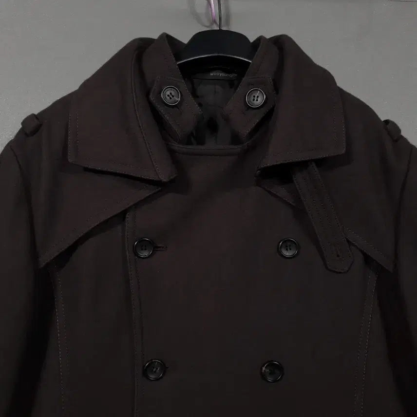 [BUNJANG] Wooyoungmi Classic Double Button Pea Coat / 국내 105) 우영미 클래식 더블 버튼 피코트 울 모 하프 코트 브라운