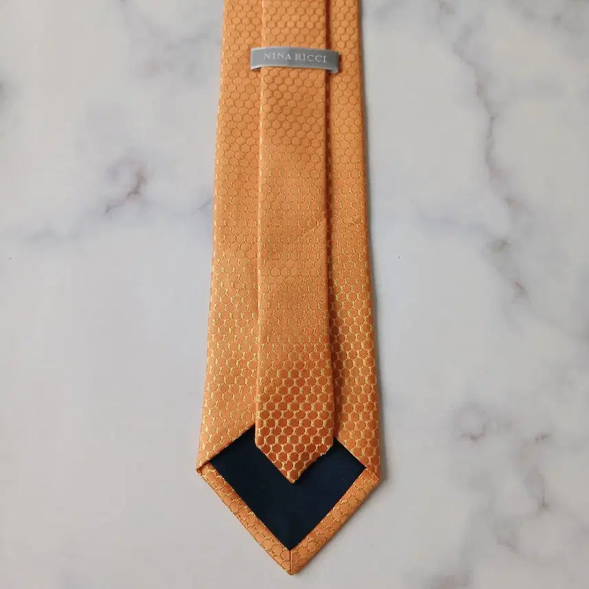 [SOLD OUT] 니나리치 실크 오렌지 패턴 넥타이 8.6cm A+등급 E732