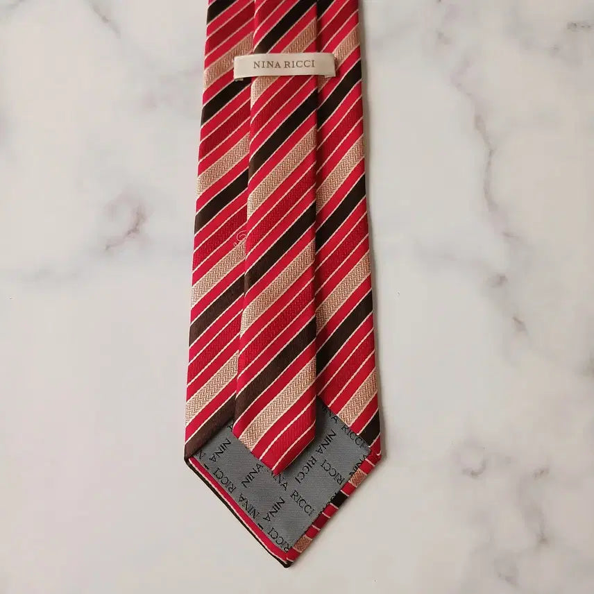 [BUNJANG] Nina Ricci Silk Red Stripe Tie / 니나리치 실크 레드 스트라이프 넥타이 9.5cm A+등급 E733