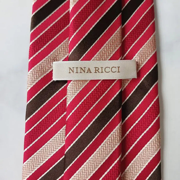 [BUNJANG] Nina Ricci Silk Red Stripe Tie / 니나리치 실크 레드 스트라이프 넥타이 9.5cm A+등급 E733