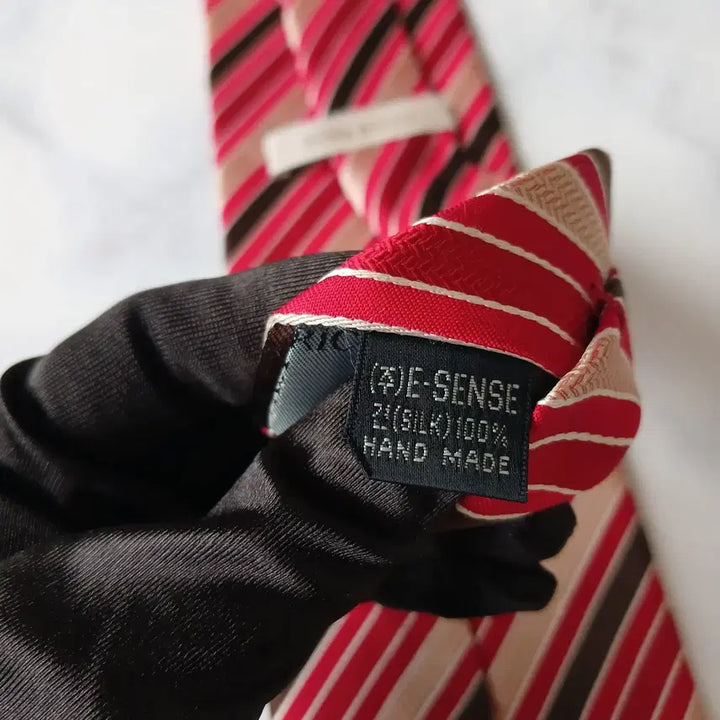 [BUNJANG] Nina Ricci Silk Red Stripe Tie / 니나리치 실크 레드 스트라이프 넥타이 9.5cm A+등급 E733