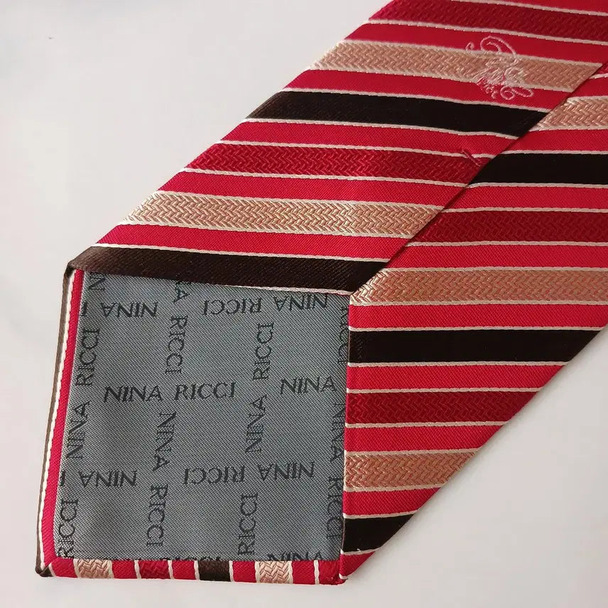 [BUNJANG] Nina Ricci Silk Red Stripe Tie / 니나리치 실크 레드 스트라이프 넥타이 9.5cm A+등급 E733