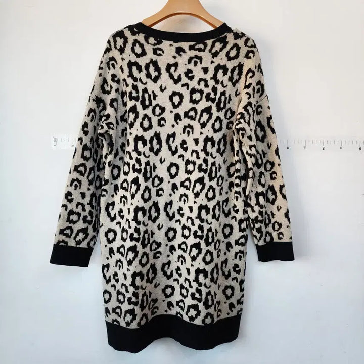 [BUNJANG] DKNY Leopard Pattern Knit Midi Dress / DKNY 레오파드 패턴 니트 원피스
