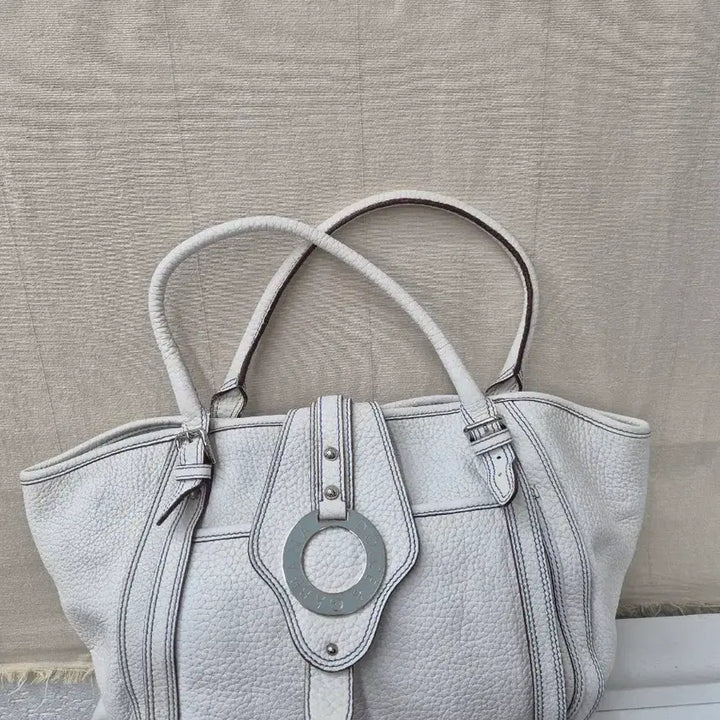 [BUNJANG] Dolce &amp; Gabbana White Leather Big Tote Bag / 돌체앤가바나  화이트가죽 빅 토트백