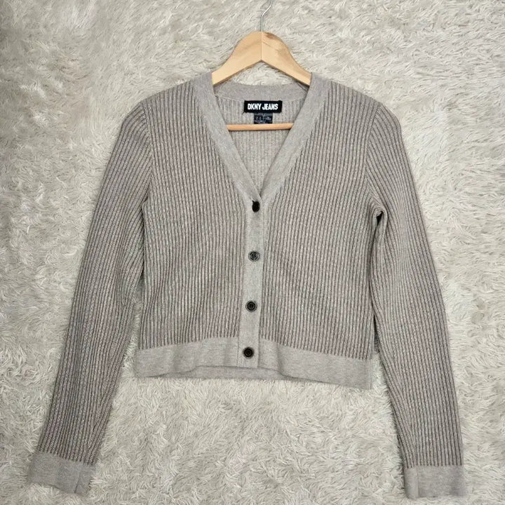 [BUNJANG] DKNY Ribbed Crop Cardigan (Size 55-66) / DKNY 크롭 골지 가디건 (55-66)