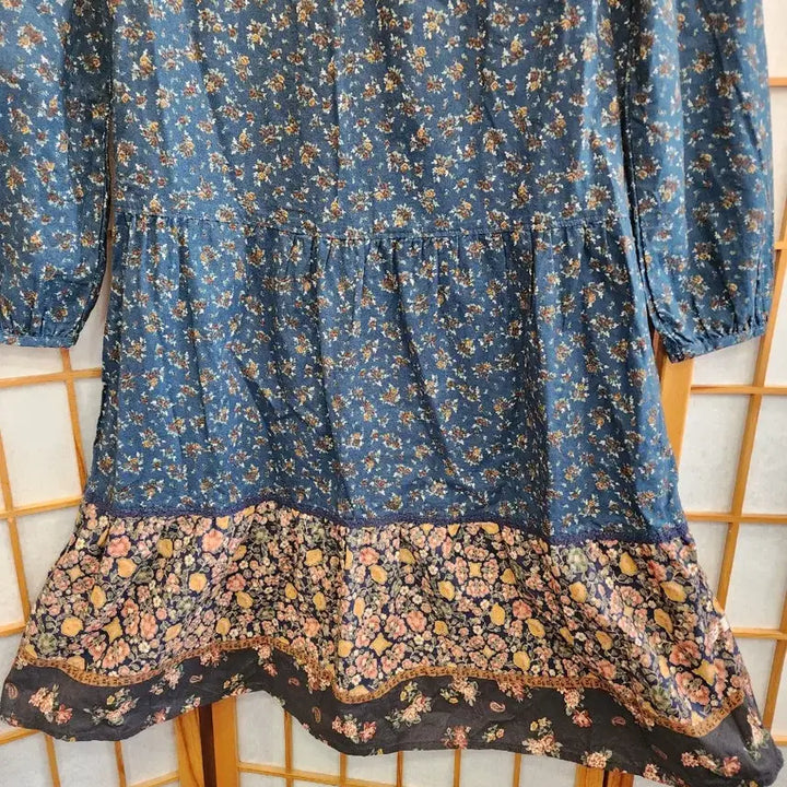 [BUNJANG] Thursday Island Blue Floral Midi Dress / 써스데이아일랜드 블루 플라워 원피스 55