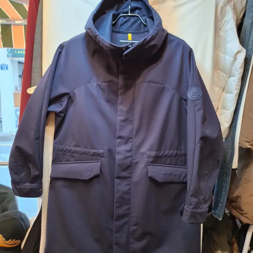 [BUNJANG] Jean Michel Basquiat Hooded Coat Navy / 장미쉘바스키아 후드 코트 네이비